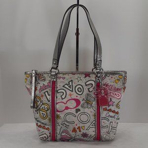 Coach Poppy Bandana Butterfly Graffiti Tote